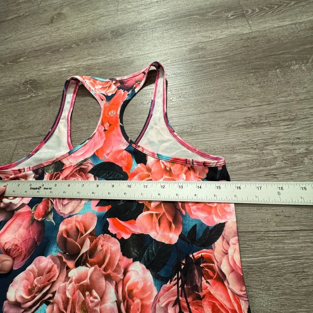 Lululemon Tank Top Women 8 Pink Luon Secret Garden Floral Racerback Yoga Running